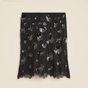 J. Crew Black Lace Mini Skirt with Blue Sequin Flowers